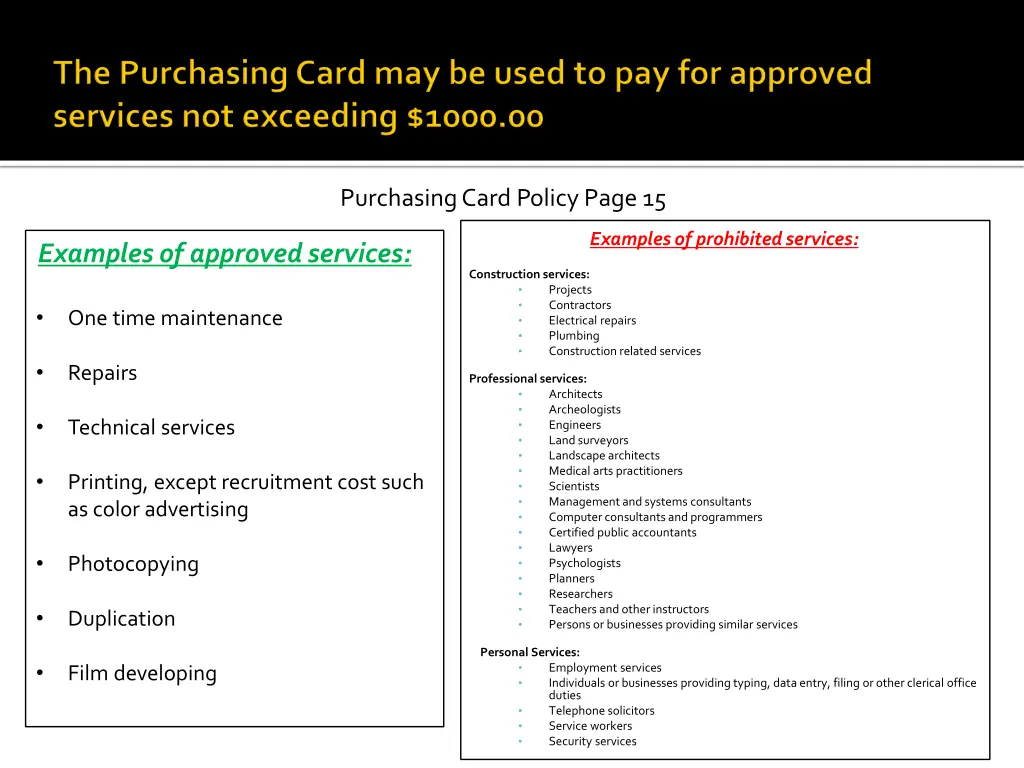 purchasing card policy page 15