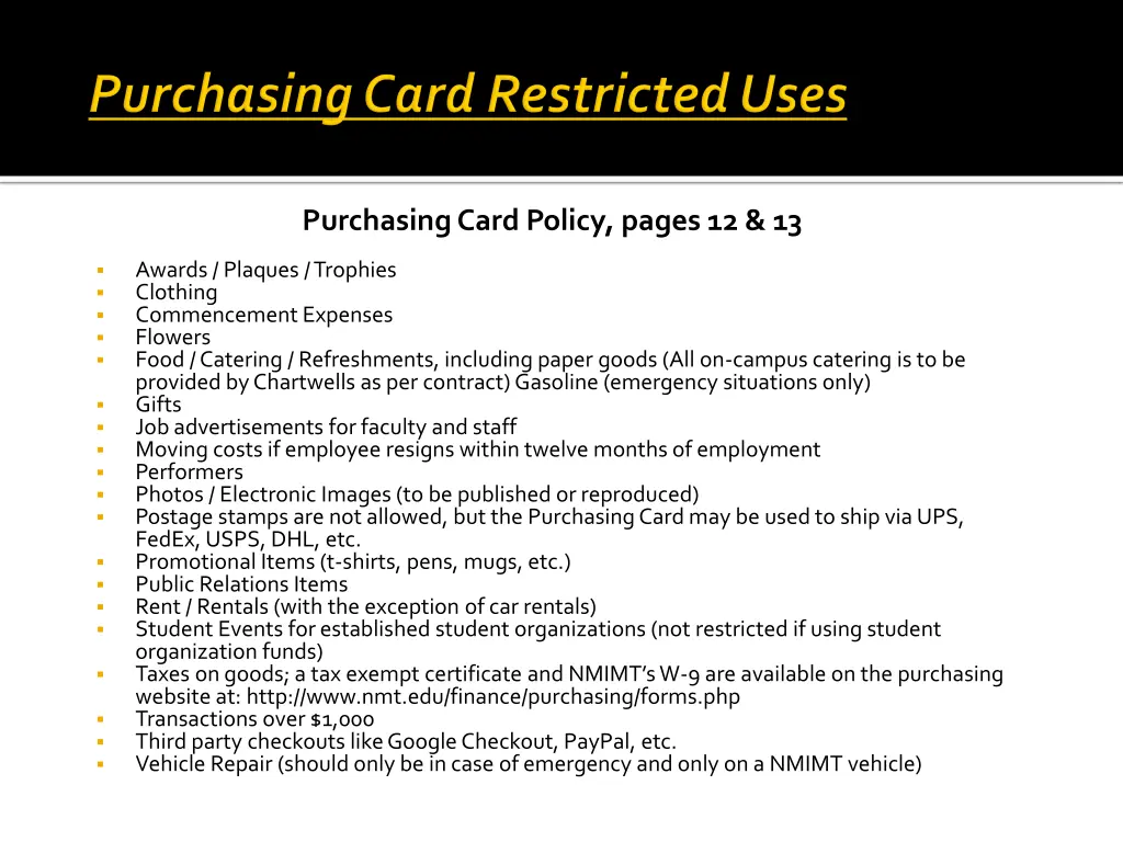 purchasing card policy pages 12 13