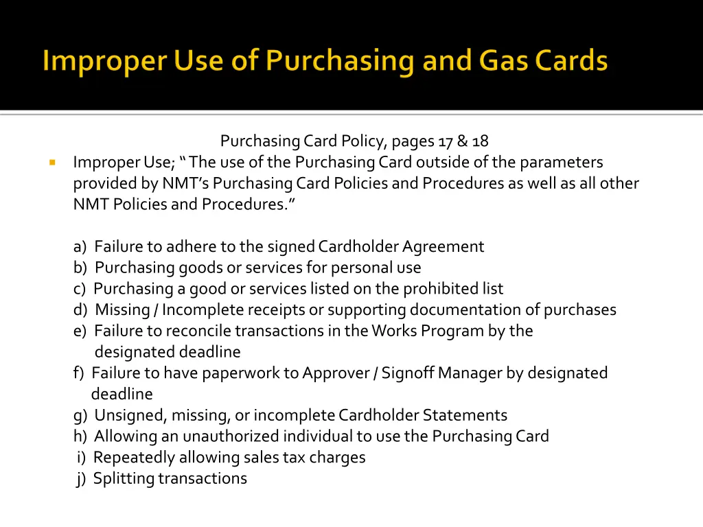 purchasing card policy pages 17 18