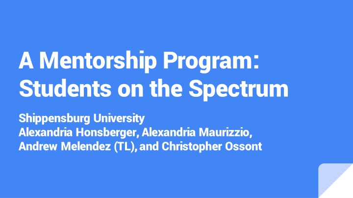 a mentorship program students on the spectrum