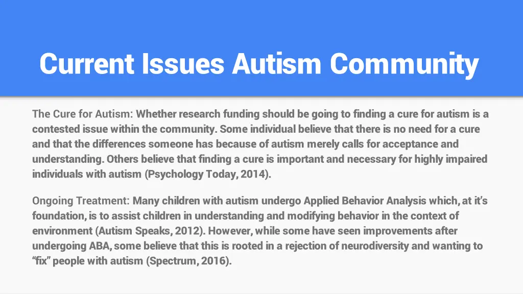 current issues autism community