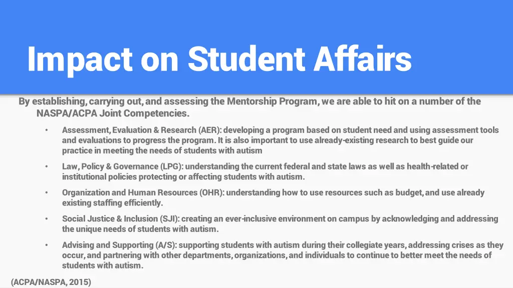 impact on student affairs