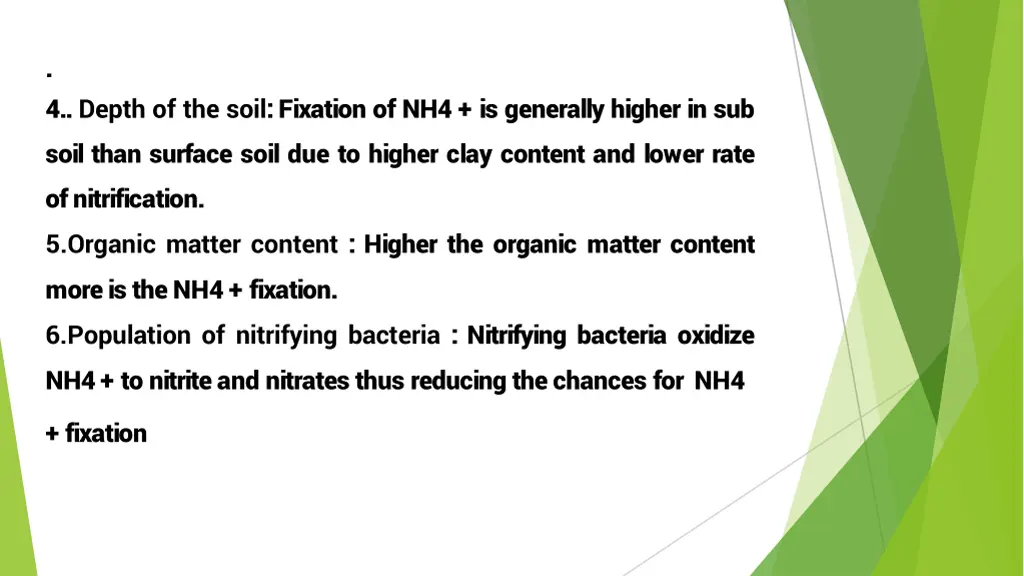 4 depth of the soil fixation of nh4 is generally