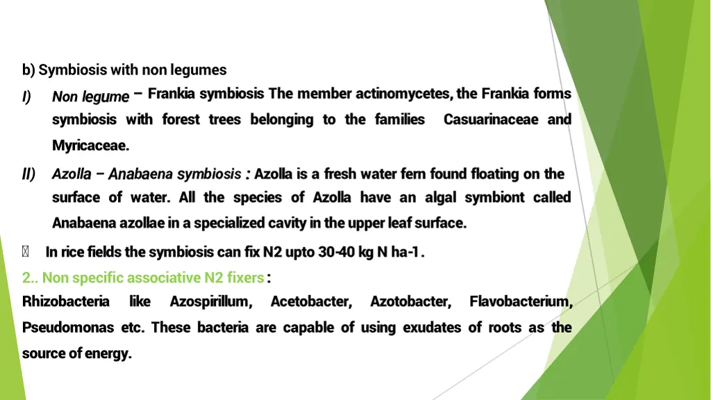 b symbiosis with nonlegumes