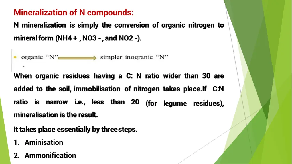 mineralization of n compounds n mineralization