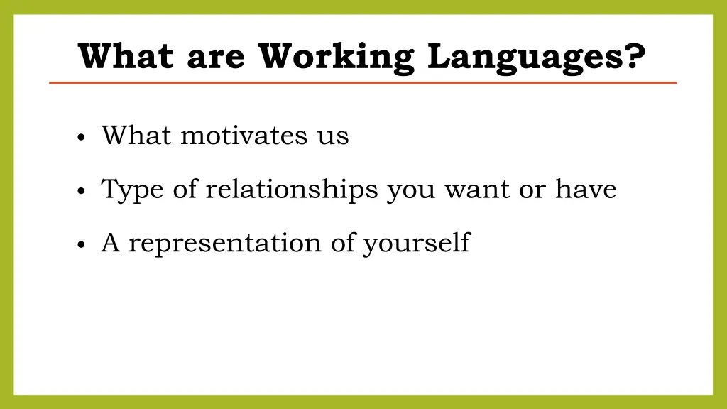 what are working languages 1