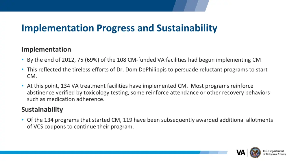 implementation progress and sustainability