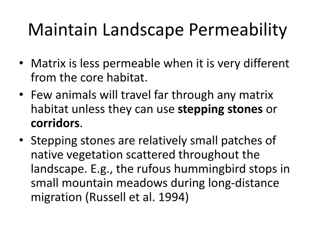 maintain landscape permeability