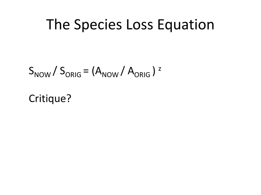 the species loss equation 3