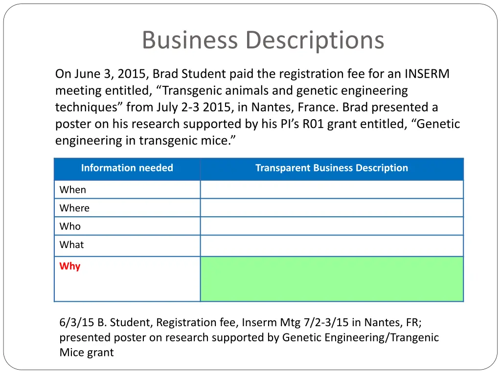 business descriptions 1