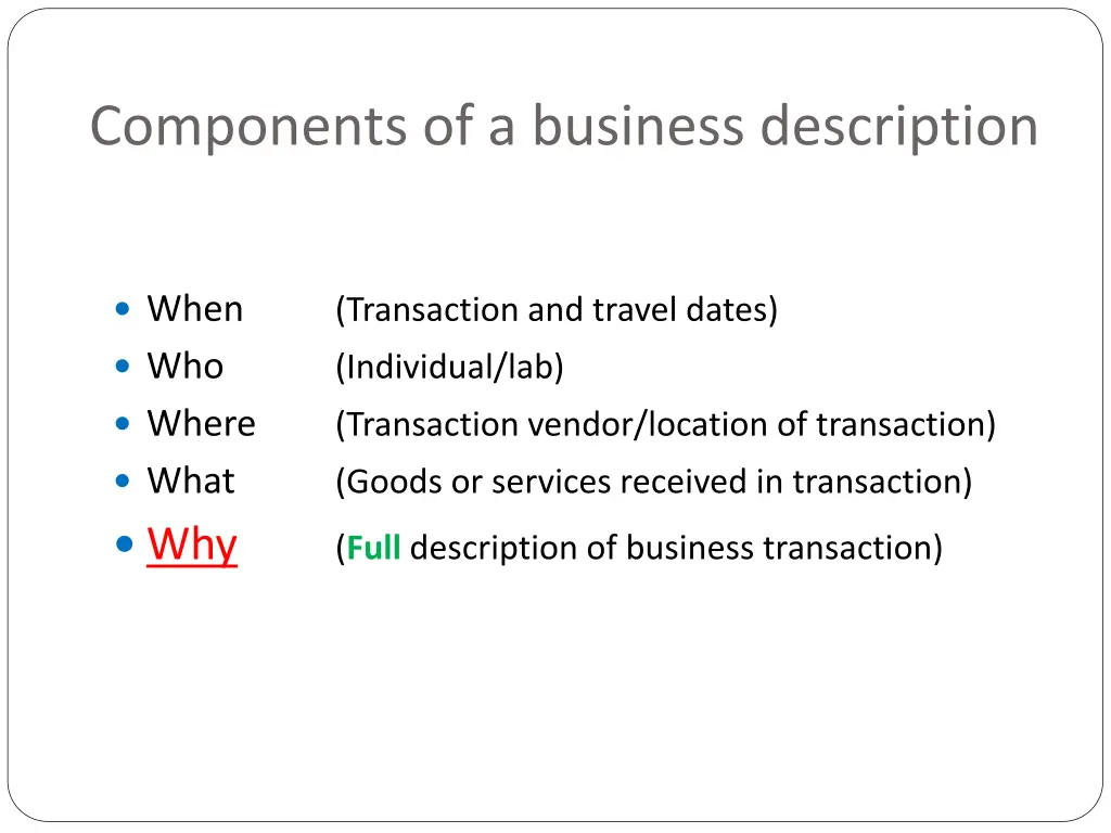 components of a business description