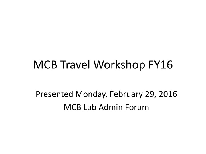 mcb travel workshop fy16