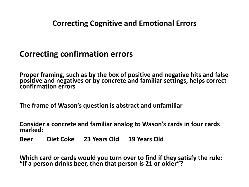 correcting cognitive and emotional errors 35