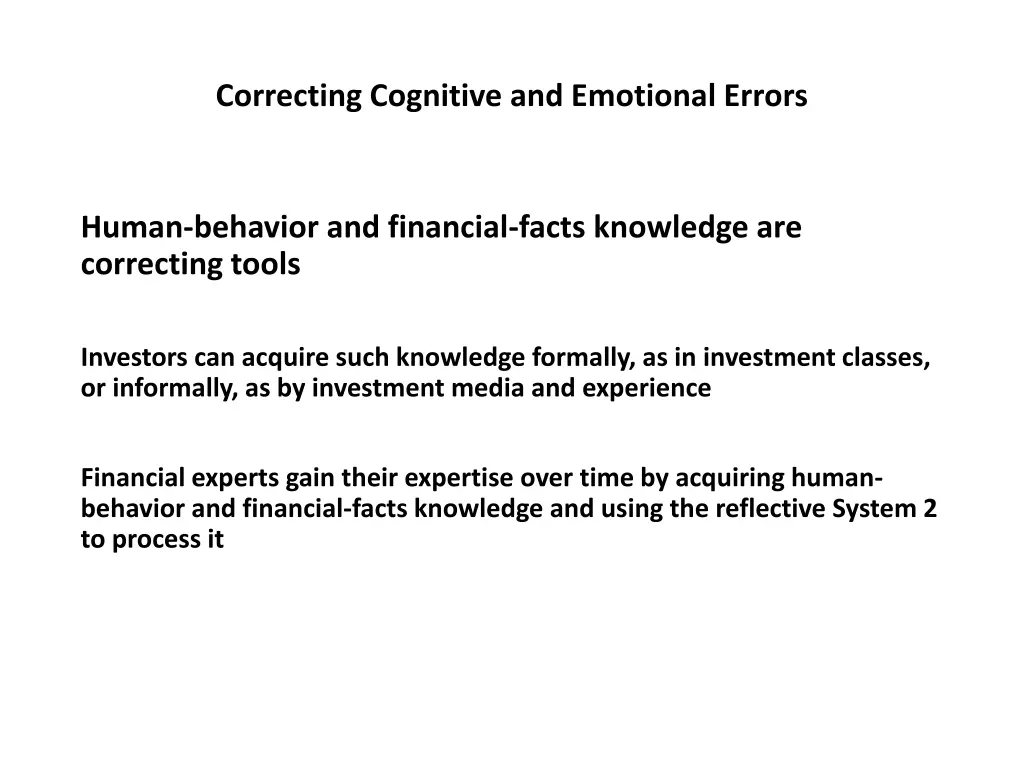 correcting cognitive and emotional errors