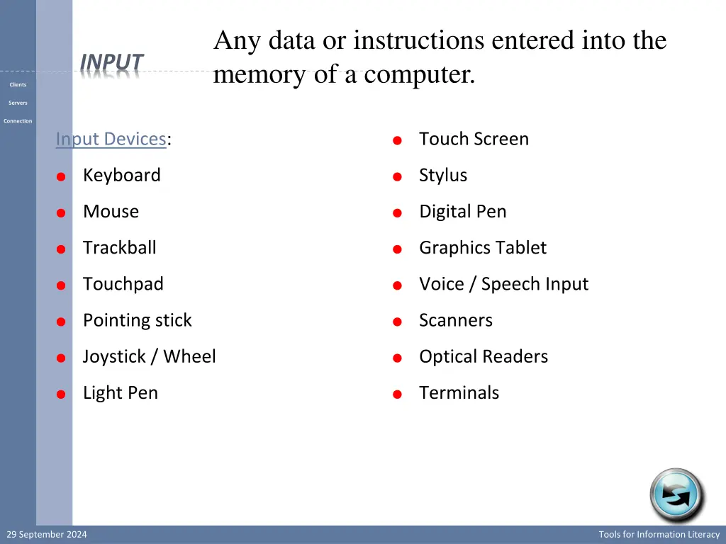 any data or instructions entered into the memory