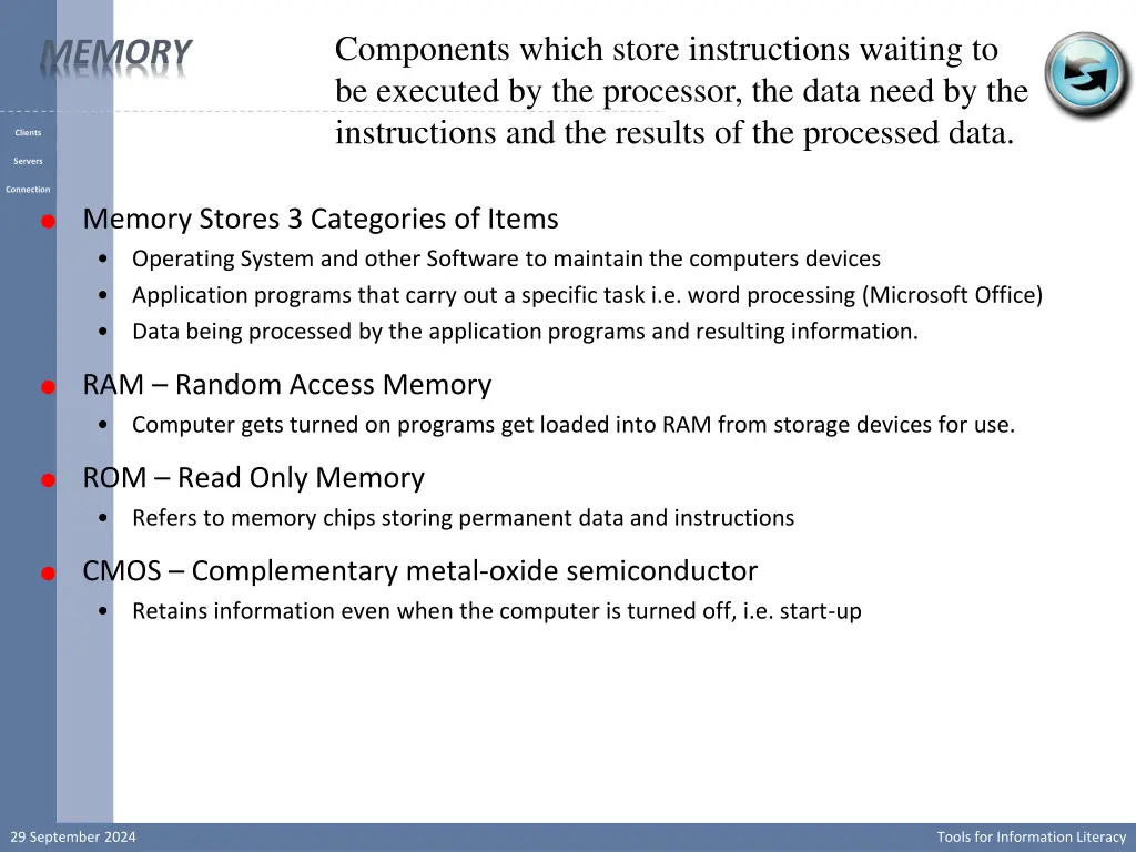 components which store instructions waiting