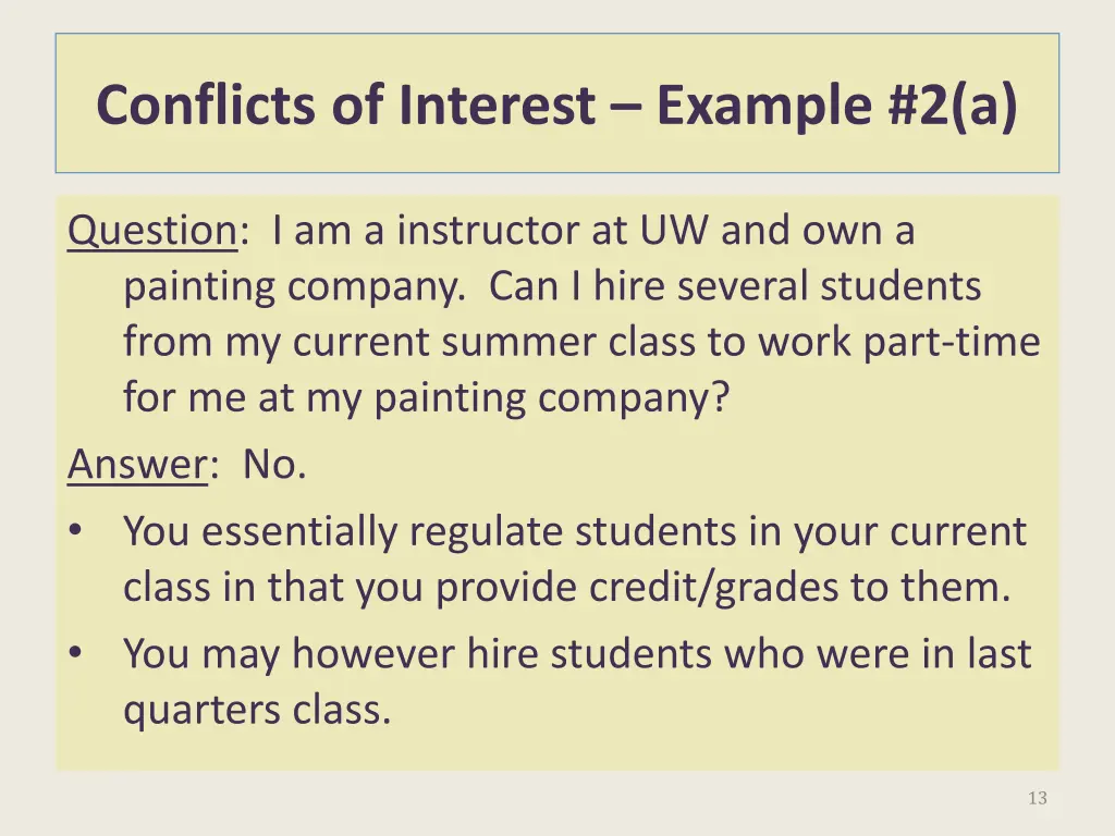 conflicts of interest example 2 a