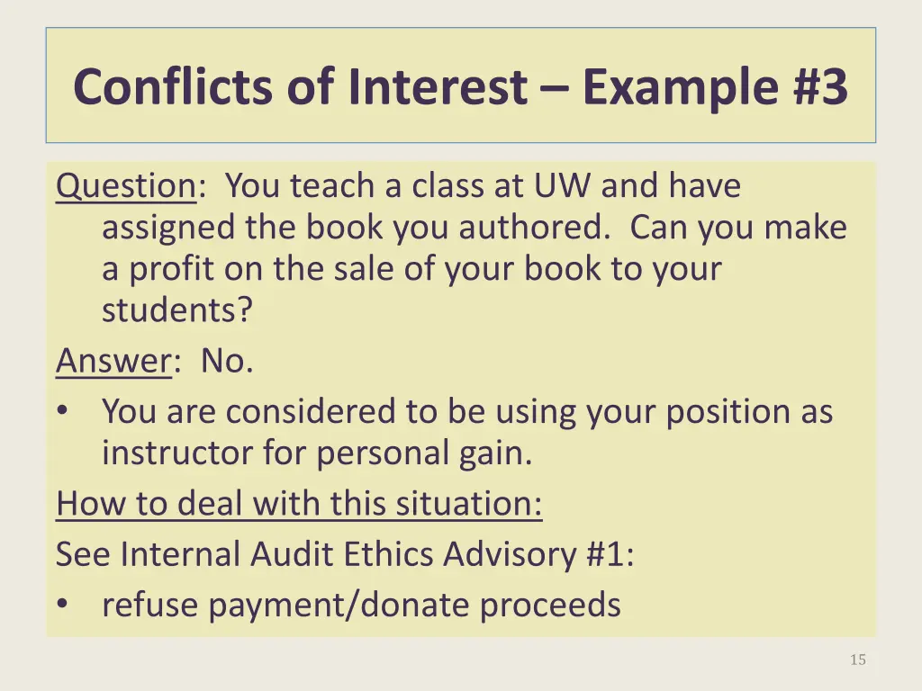 conflicts of interest example 3