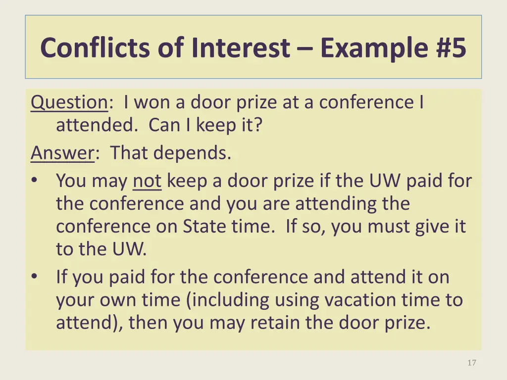 conflicts of interest example 5