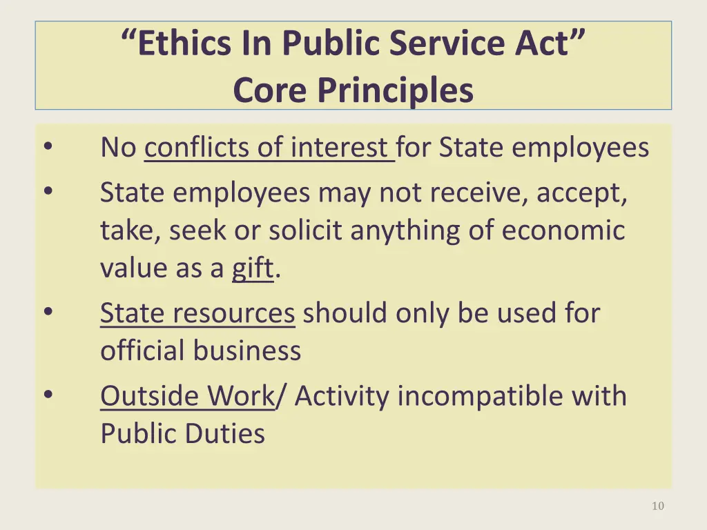 ethics in public service act core principles