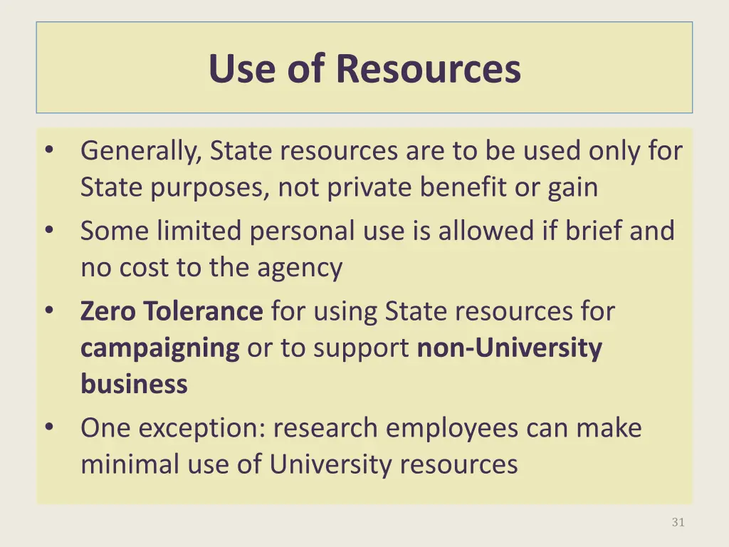 use of resources