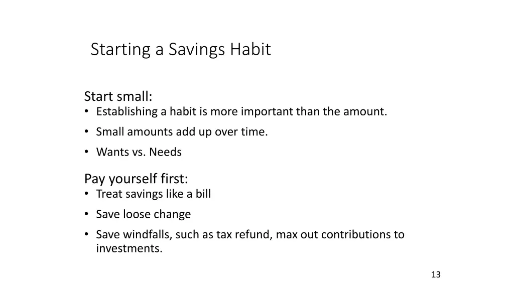 starting a savings habit