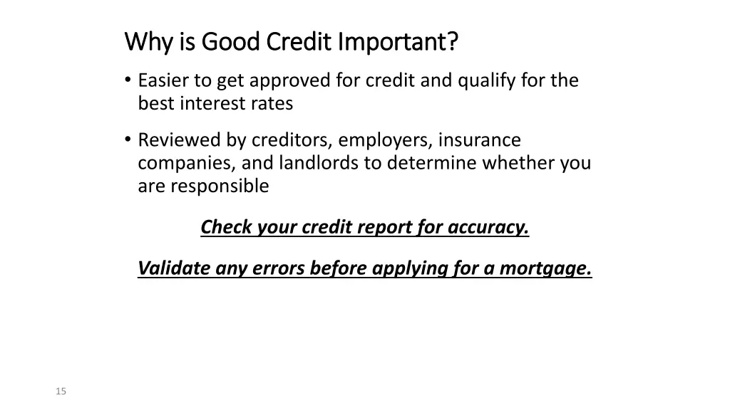 why is good credit important why is good credit