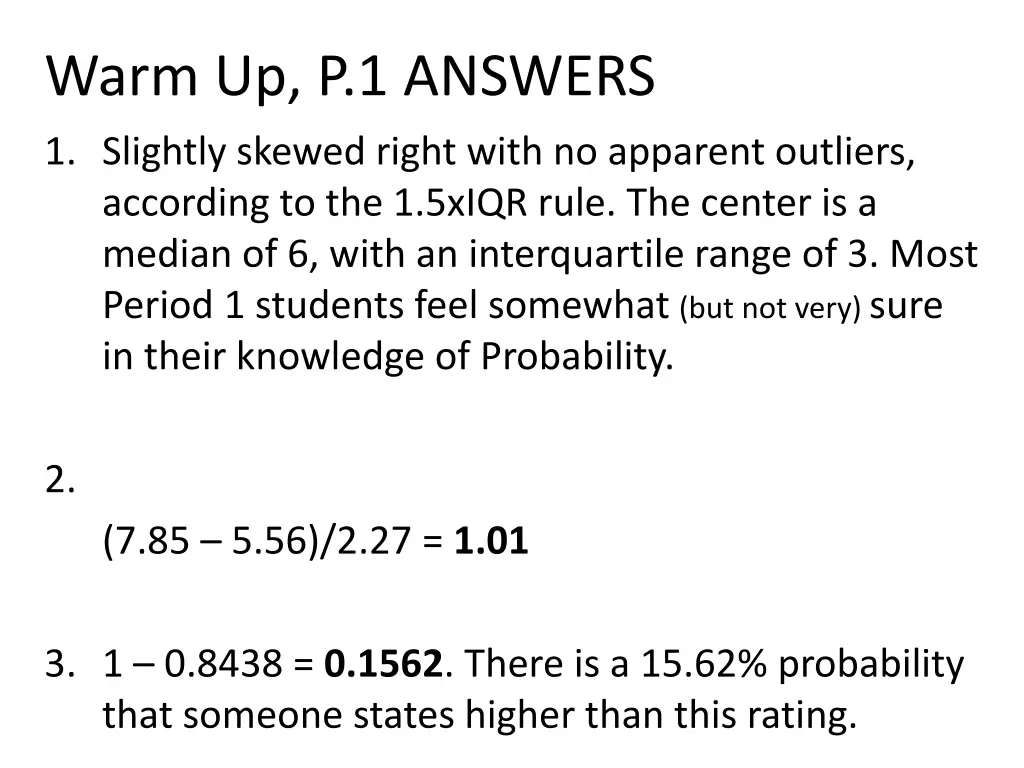 warm up p 1 answers