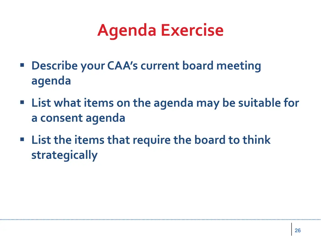 agenda exercise