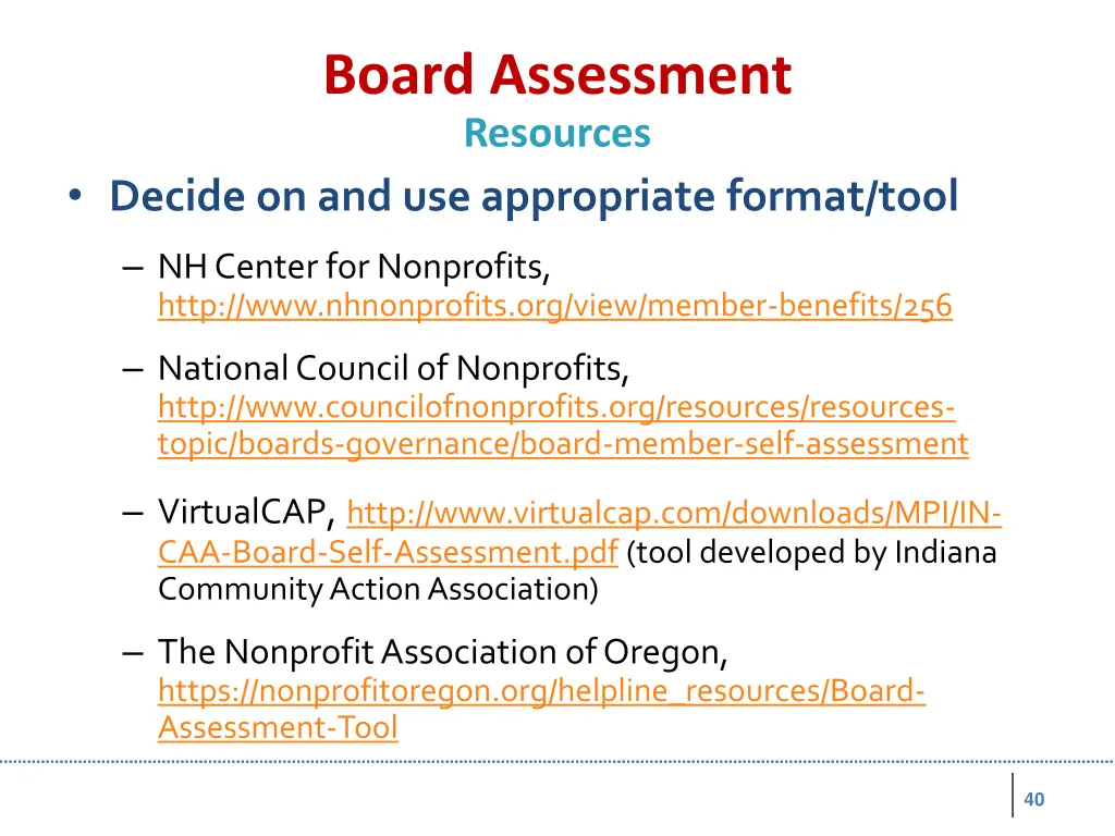 board assessment resources