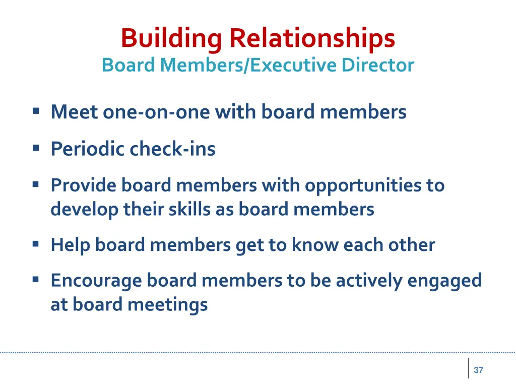 building relationships board members executive