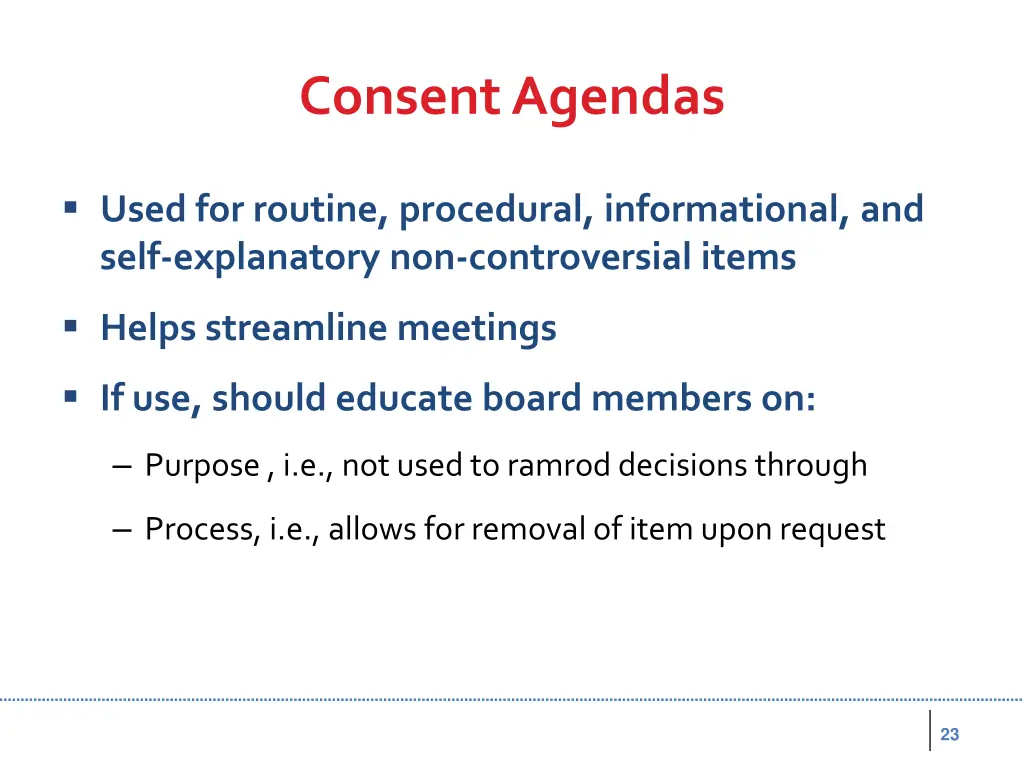 consent agendas