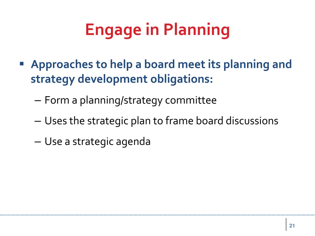 engage in planning