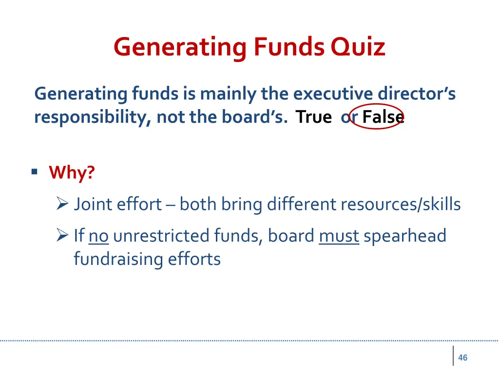 generating funds quiz 1