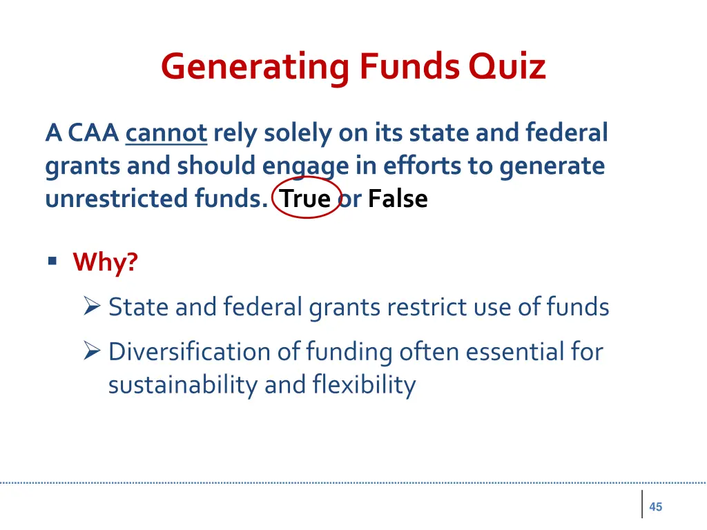 generating funds quiz