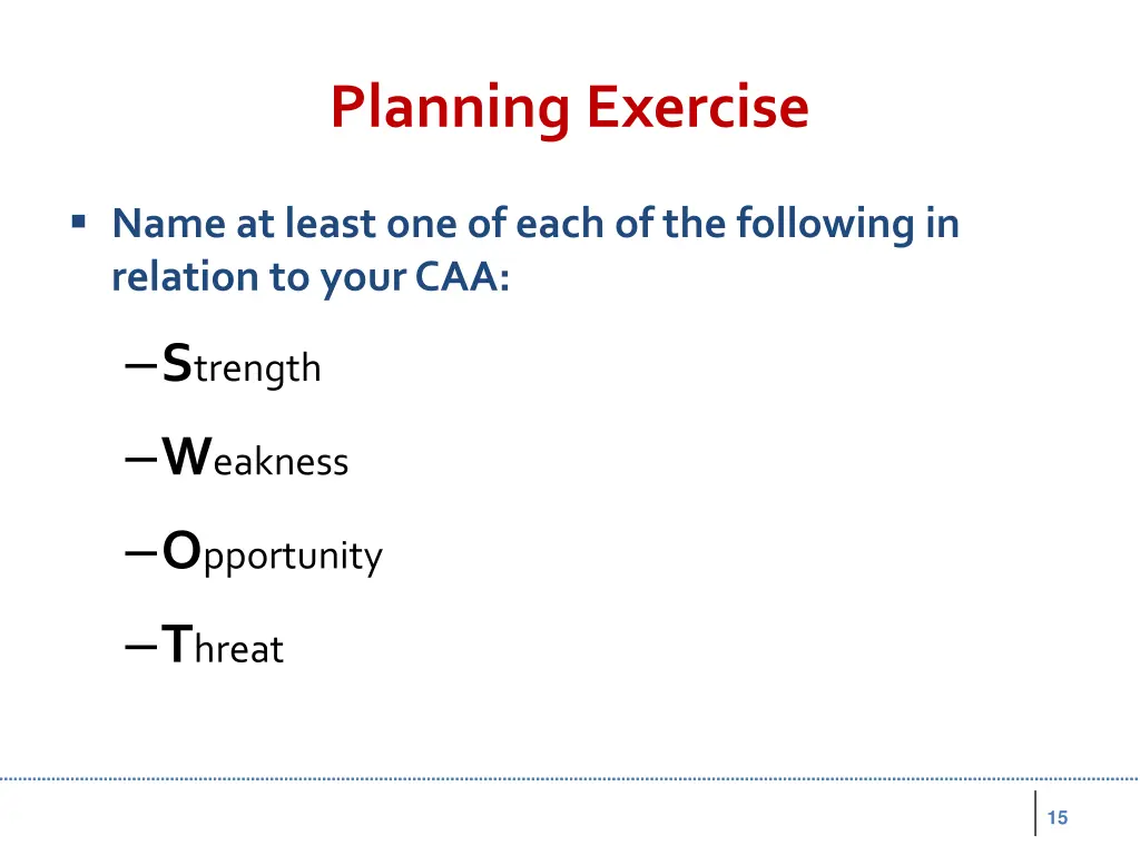 planning exercise