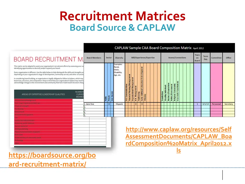 recruitment matrices board source caplaw