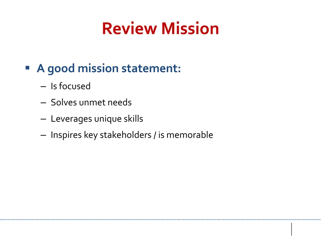 review mission