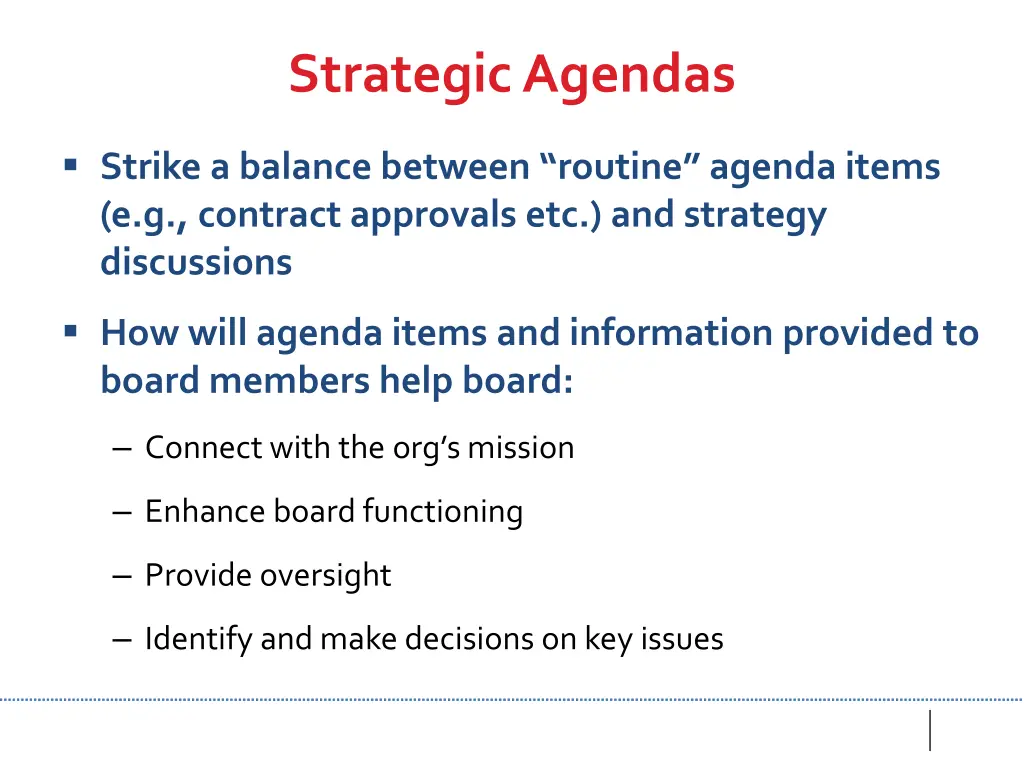 strategic agendas