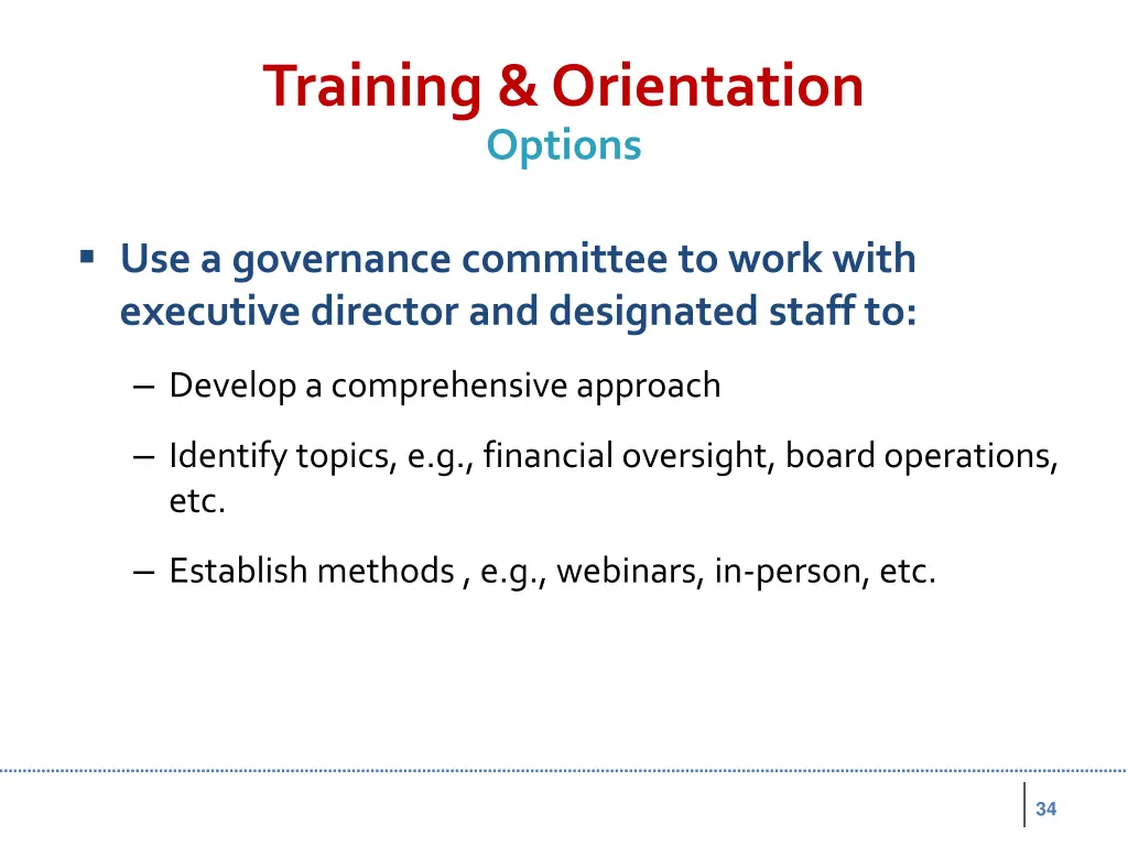 training orientation options