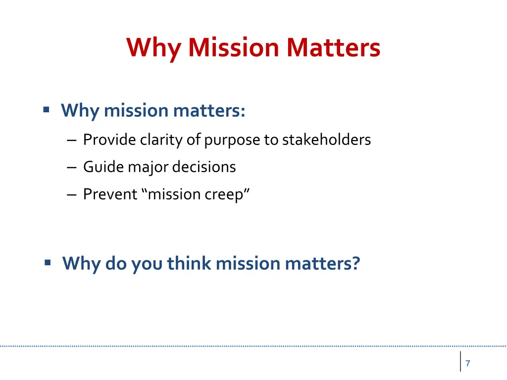 why mission matters