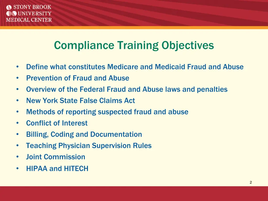 compliance training objectives