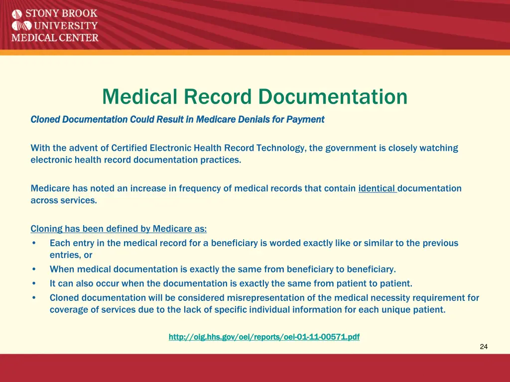 medical record documentation cloned documentation