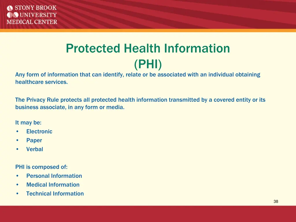 protected health information phi any form