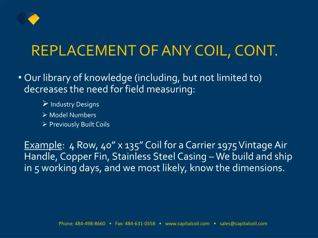 replacement of any coil cont