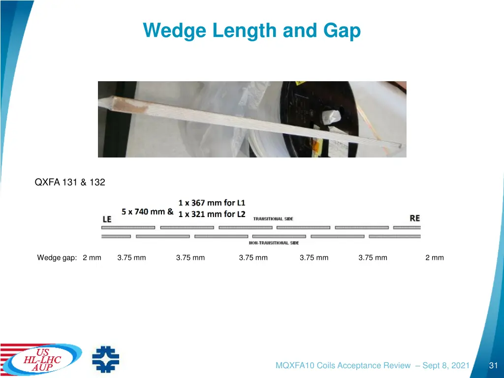 wedge length and gap