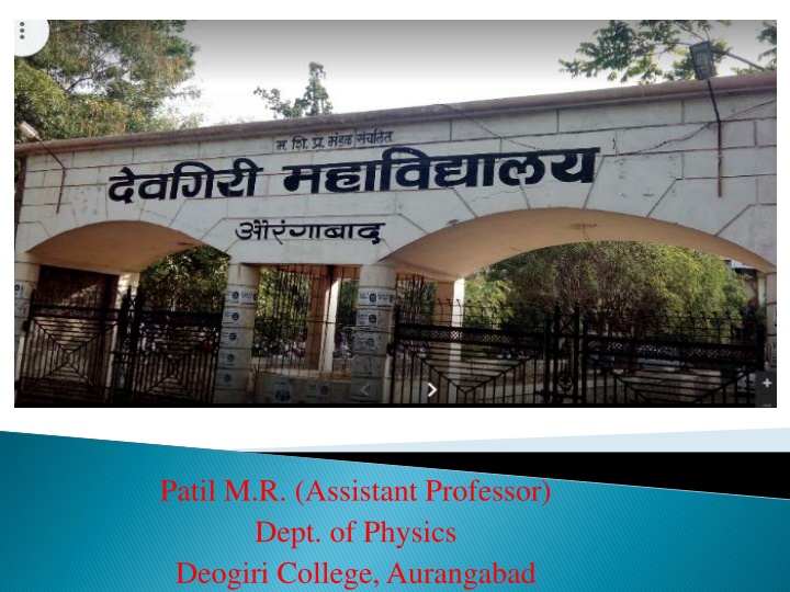 patil m r assistant professor dept of physics