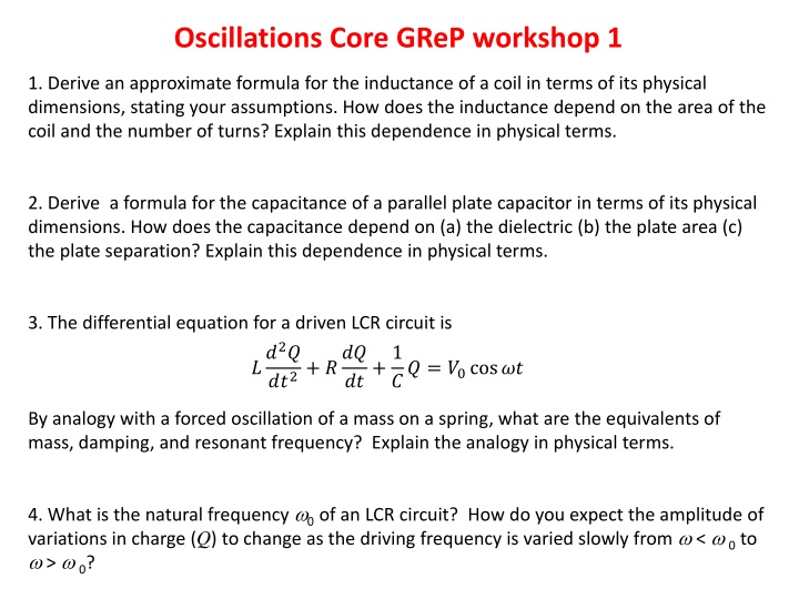 oscillations core grep workshop 1