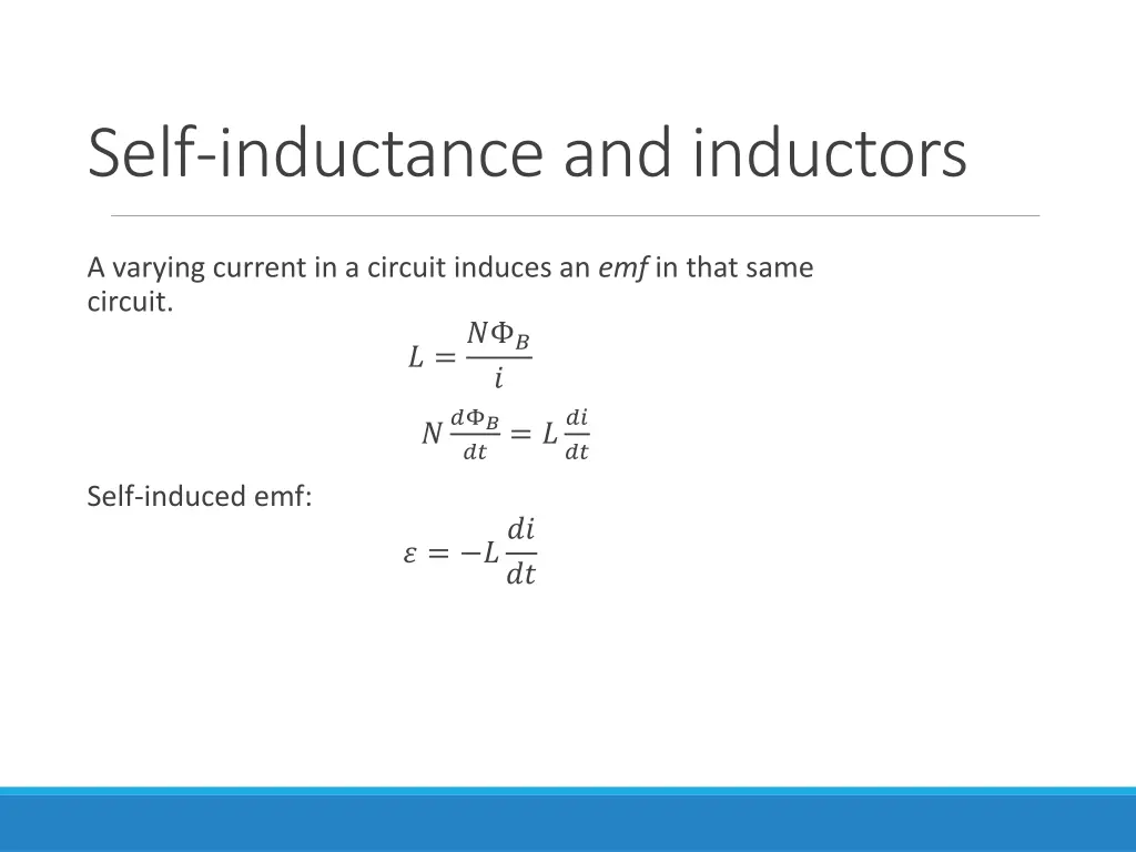 self inductance and inductors