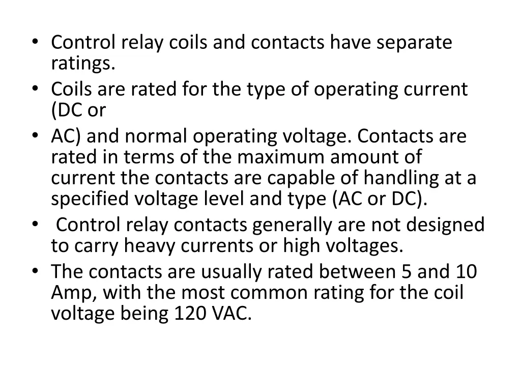 control relay coils and contacts have separate